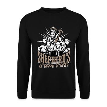 Schafhirte Schäferei Shepherd's Peace Path - Unisex Pullover - Schwarz - Vorne - Alina (178cm) & Michal (187cm)