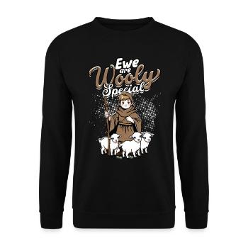 Schafhirte Schäferei Schafe Hirte - Unisex Pullover - Schwarz - Vorne - Alina (178cm) & Michal (187cm)