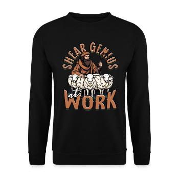 Shepherd Sheep Sheep Shear Genius at Work - Unisex Sweatshirt - black - Front - Alina (178cm) & Michal (187cm)