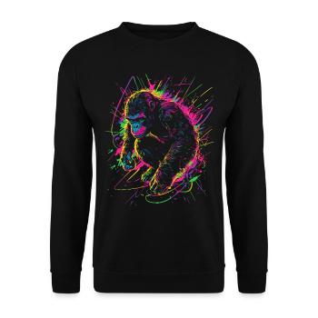 Monkey Gorilla Chimpanzee Neon Colorful Colorful - Unisex Sweatshirt - black - Front - Alina (178cm) & Michal (187cm)