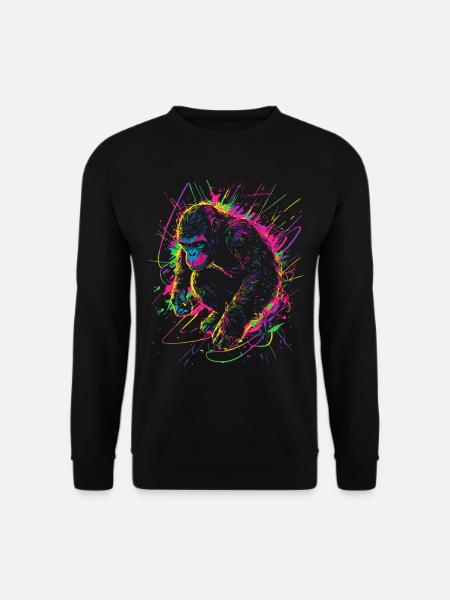 Affe Gorilla Schimpanse Neon Farbenfroh Bunt - Unisex Pullover - Schwarz