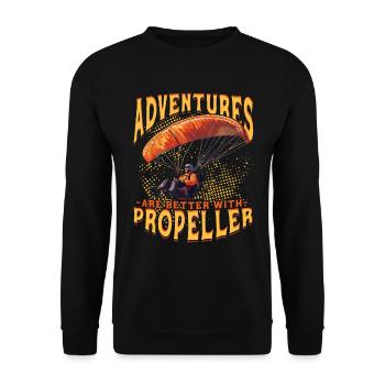 Paramotoring Adventures Are Better With Propeller - Unisex Sweatshirt - black - Front - Alina (178cm) & Michal (187cm)