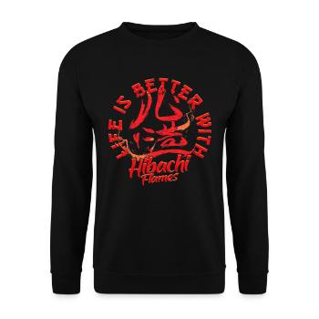 Hibachi Life Is Better With Hibachi Flames - Unisex Pullover - Schwarz - Vorne - Alina (178cm) & Michal (187cm)
