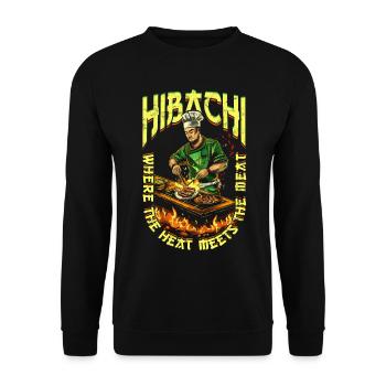 Hibachi Where The Heat Meets The Meat - Unisex Pullover - Schwarz - Vorne - Alina (178cm) & Michal (187cm)