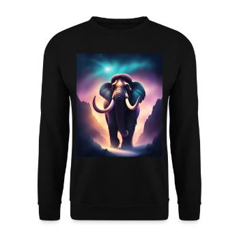 Cool mammoth with purple background - Unisex Sweatshirt - black - Front - Alina (178cm) & Michal (187cm)