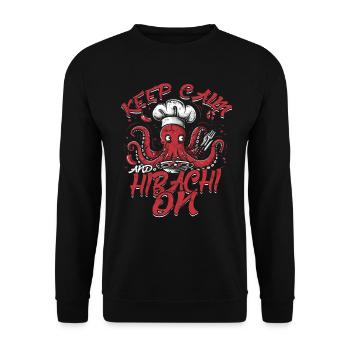Hibachi Keep Calm And Hibachi On - Unisex Pullover - Schwarz - Vorne - Alina (178cm) & Michal (187cm)