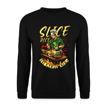 Hibachi Slice Dice Hibachi Life - Unisex Pullover - Schwarz - Vorne - Alina (178cm) & Michal (187cm)
