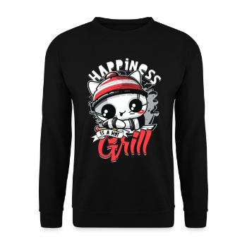 Hibachi Happiness Is A Hot Grill - Unisex Pullover - Schwarz - Vorne - Alina (178cm) & Michal (187cm)