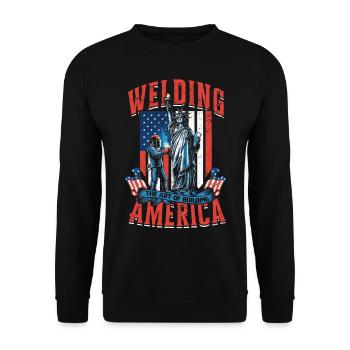 Welder Welding Specialist - Unisex Sweatshirt - black - Front - Alina (178cm) & Michal (187cm)