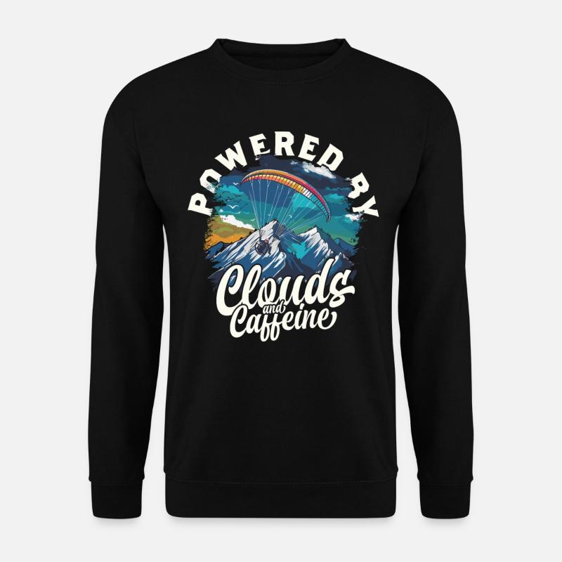Paramotoring Powered By Clouds And Caffeine - Unisex Pullover - Schwarz
