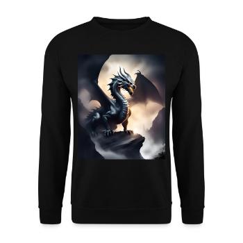 Dunkler Schattendrache - Unisex Pullover - Schwarz - Vorne - Alina (178cm) & Michal (187cm)