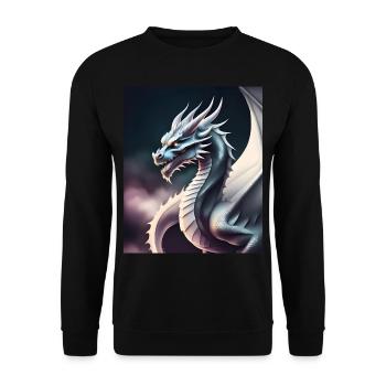 Drachen-Silhouette - Unisex Pullover - Schwarz - Vorne - Alina (178cm) & Michal (187cm)