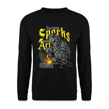 Welder Turning Sparks Into Art - Unisex Sweatshirt - black - Front - Alina (178cm) & Michal (187cm)
