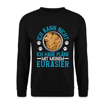 Plans with my Eurasier Eurasian Spitz - Unisex Sweatshirt - black - Front - Alina (178cm) & Michal (187cm)