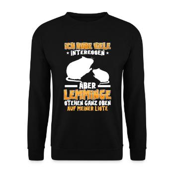 Lemmings are at the top Vole Lemming - Unisex Sweatshirt - black - Front - Alina (178cm) & Michal (187cm)