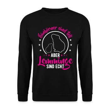 Lemmings are real vole lemming - Unisex Sweatshirt - black - Front - Alina (178cm) & Michal (187cm)