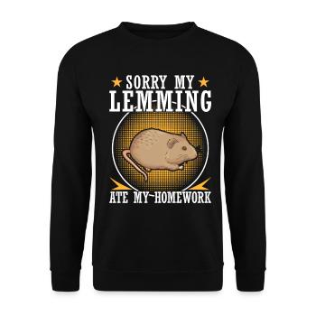 Lemming has eaten homework Lemming - Unisex Sweatshirt - black - Front - Alina (178cm) & Michal (187cm)