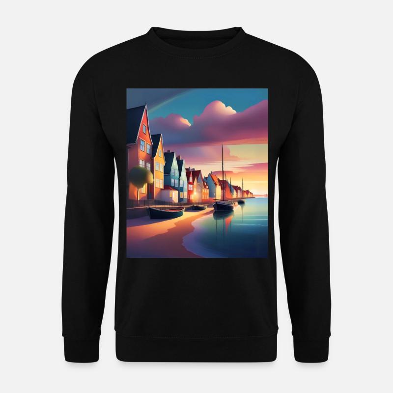 Denmark town harbour - Unisex Sweatshirt - black