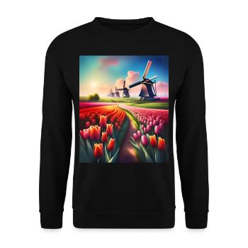 Magnifique paysage de tulipes aux Pays-Bas - Sweat-shirt Unisexe - noir - Devant - Alina (178cm) & Michal (187cm)