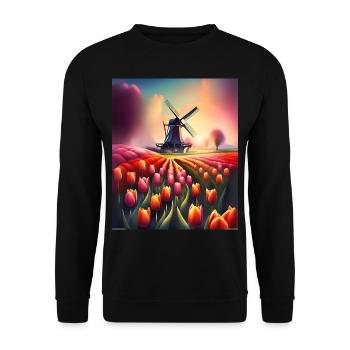 Ferme de tulipes à Amsterdam, Pays-Bas - Sweat-shirt Unisexe - noir - Devant - Alina (178cm) & Michal (187cm)