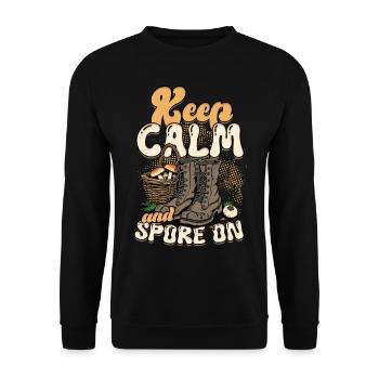 Collectionneur De Champignons Cultivateur De Champignons Restez Calme Et Speronnez - Sweat-shirt Unisexe - noir - Devant - Alina (178cm) & Michal (187cm)