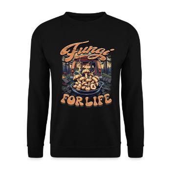 Pilzsammler Pilzzüchter Fungi For Life - Unisex Pullover - Schwarz - Vorne - Alina (178cm) & Michal (187cm)