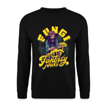 Pilzsammler Pilzzüchter Fungi Fantasy Finds - Unisex Pullover - Schwarz - Vorne - Alina (178cm) & Michal (187cm)