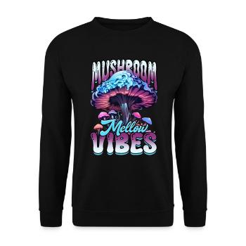 Pilzsammler Pilzzüchter Mushroom Mellow Vibes - Unisex Pullover - Schwarz - Vorne - Alina (178cm) & Michal (187cm)