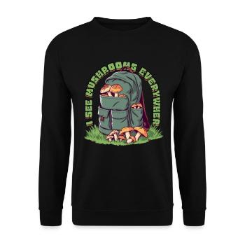 Cueilleurs de champignons Cultivateurs de champignons Je vois des champignons partout - Sweat-shirt Unisexe - noir - Devant - Alina (178cm) & Michal (187cm)