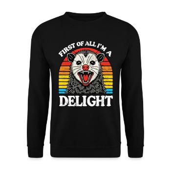 First of All Im a Delight Sarcastic Angry Opossum - Unisex Sweatshirt - black - Front - Alina (178cm) & Michal (187cm)