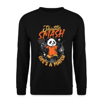 Badminton Shuttle Smash Life's A Match - Unisex Sweatshirt - black - Front - Alina (178cm) & Michal (187cm)