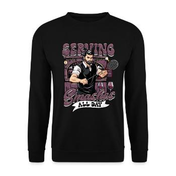 Badminton servant des smashes toute la journée - Sweat-shirt Unisexe - noir - Devant - Alina (178cm) & Michal (187cm)