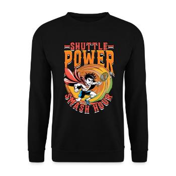 Badminton Shuttle power smash hour - Unisex Sweatshirt - black - Front - Alina (178cm) & Michal (187cm)