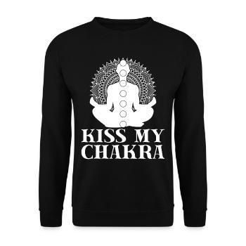 Pilates Enthusiasts Kiss My Chakra Pilates - Unisex Pullover - Schwarz - Vorne - Alina (178cm) & Michal (187cm)