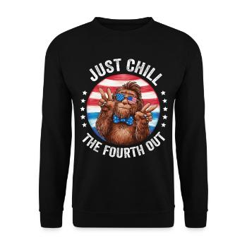 Just Chill The Fourth Out 4th Of July Bigoot - Unisex Sweatshirt - black - Front - Alina (178cm) & Michal (187cm)