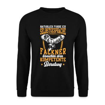 Le fauconnier se parle à lui-même, fauconnerie, fauconnerie - Sweat-shirt Unisexe - noir - Devant - Alina (178cm) & Michal (187cm)