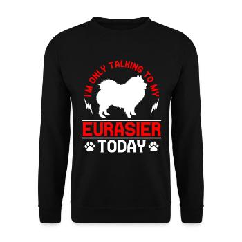 Rede nur mit meinem Eurasier Eurasian Spitz - Unisex Pullover - Schwarz - Vorne - Alina (178cm) & Michal (187cm)