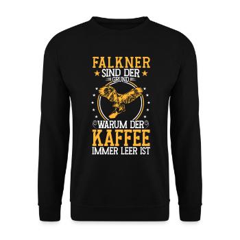 Falkner ist der Grund Beizjagd Falknerei - Unisex Pullover - Schwarz - Vorne - Alina (178cm) & Michal (187cm)