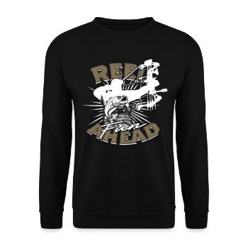 Bogenfischer Bogenfischen Reel Fun Ahead - Unisex Pullover - Schwarz - Vorne - Alina (178cm) & Michal (187cm)