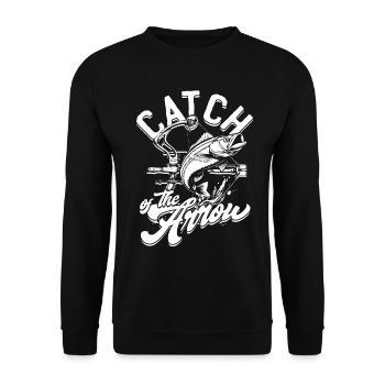 Bogenfischer Bogenfischen Catch Of The Arrow - Unisex Pullover - Schwarz - Vorne - Alina (178cm) & Michal (187cm)