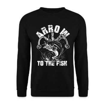 Bogenfischer Bogenfischen Arrow To The Fish - Unisex Pullover - Schwarz - Vorne - Alina (178cm) & Michal (187cm)