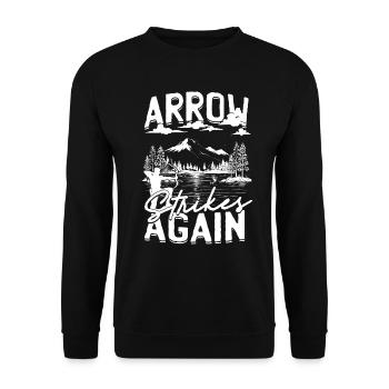 Bogenfischer Bogenfischen Arrow Strikes Again - Unisex Pullover - Schwarz - Vorne - Alina (178cm) & Michal (187cm)