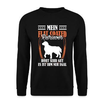 Flat Coated Retriever hears very well - Unisex Sweatshirt - black - Front - Alina (178cm) & Michal (187cm)