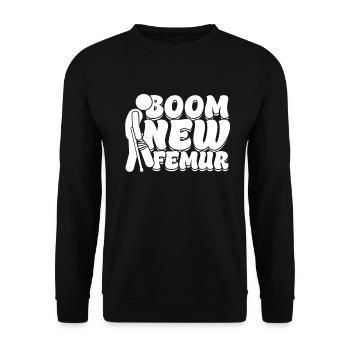 Beinbruch Gebrochener Oberschenkel - Unisex Pullover - Schwarz - Vorne - Alina (178cm) & Michal (187cm)