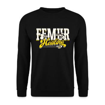 Beinbruch Gebrochener Oberschenkel Femur Healing - Unisex Pullover - Schwarz - Vorne - Alina (178cm) & Michal (187cm)