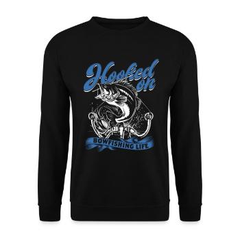 Bogenfischen Hooked On Bowfishing Life - Unisex Pullover - Schwarz - Vorne - Alina (178cm) & Michal (187cm)