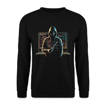Informatiker Informatik Hacker Robotik Ingenieur - Unisex Pullover - Schwarz - Vorne - Alina (178cm) & Michal (187cm)
