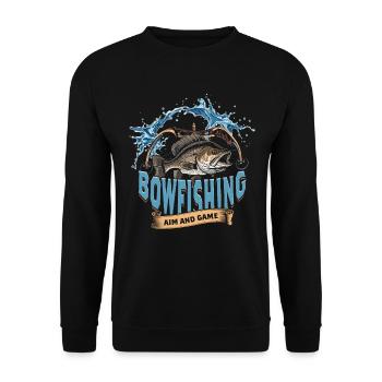 Bogenfischer Bogenfischen Bowfishing Aim And Game - Unisex Pullover - Schwarz - Vorne - Alina (178cm) & Michal (187cm)