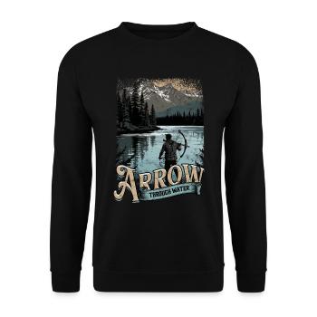 Bogenfischer Bogenangeln Arrow Through Water - Unisex Pullover - Schwarz - Vorne - Alina (178cm) & Michal (187cm)