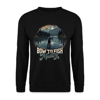 Bogenfischer Bogenfischen Bow To Fish Mastery - Unisex Pullover - Schwarz - Vorne - Alina (178cm) & Michal (187cm)